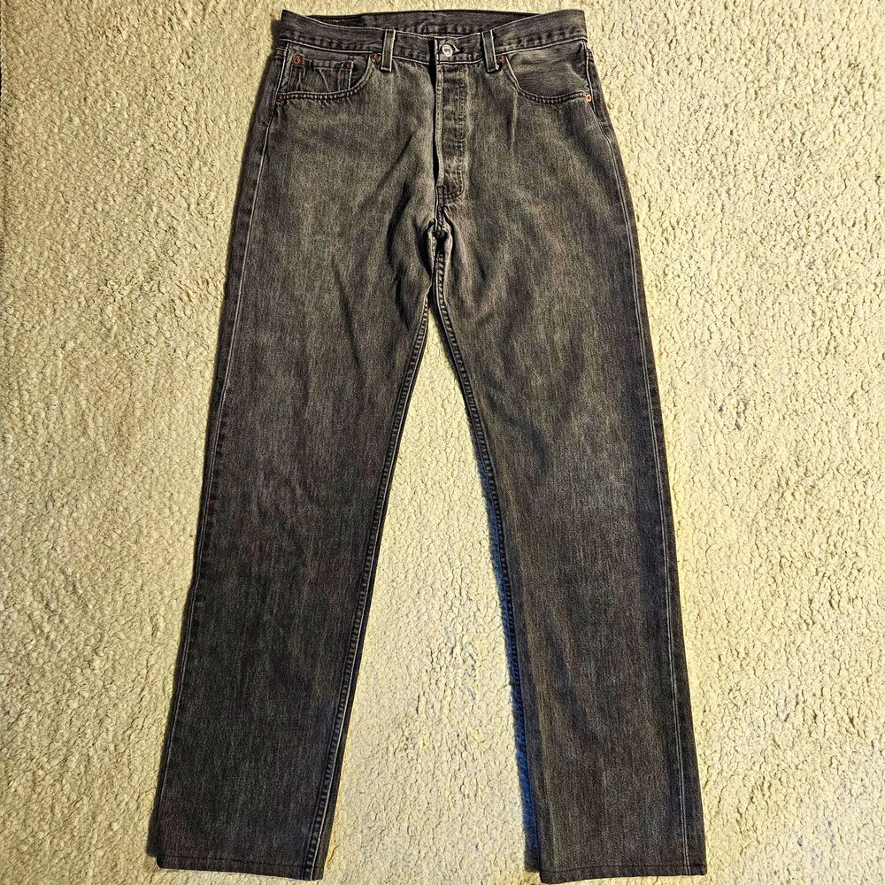 VTG 90s Levis 501 Jeans Mens 34x36 Black Faded Made in USA Straight Denim Pants